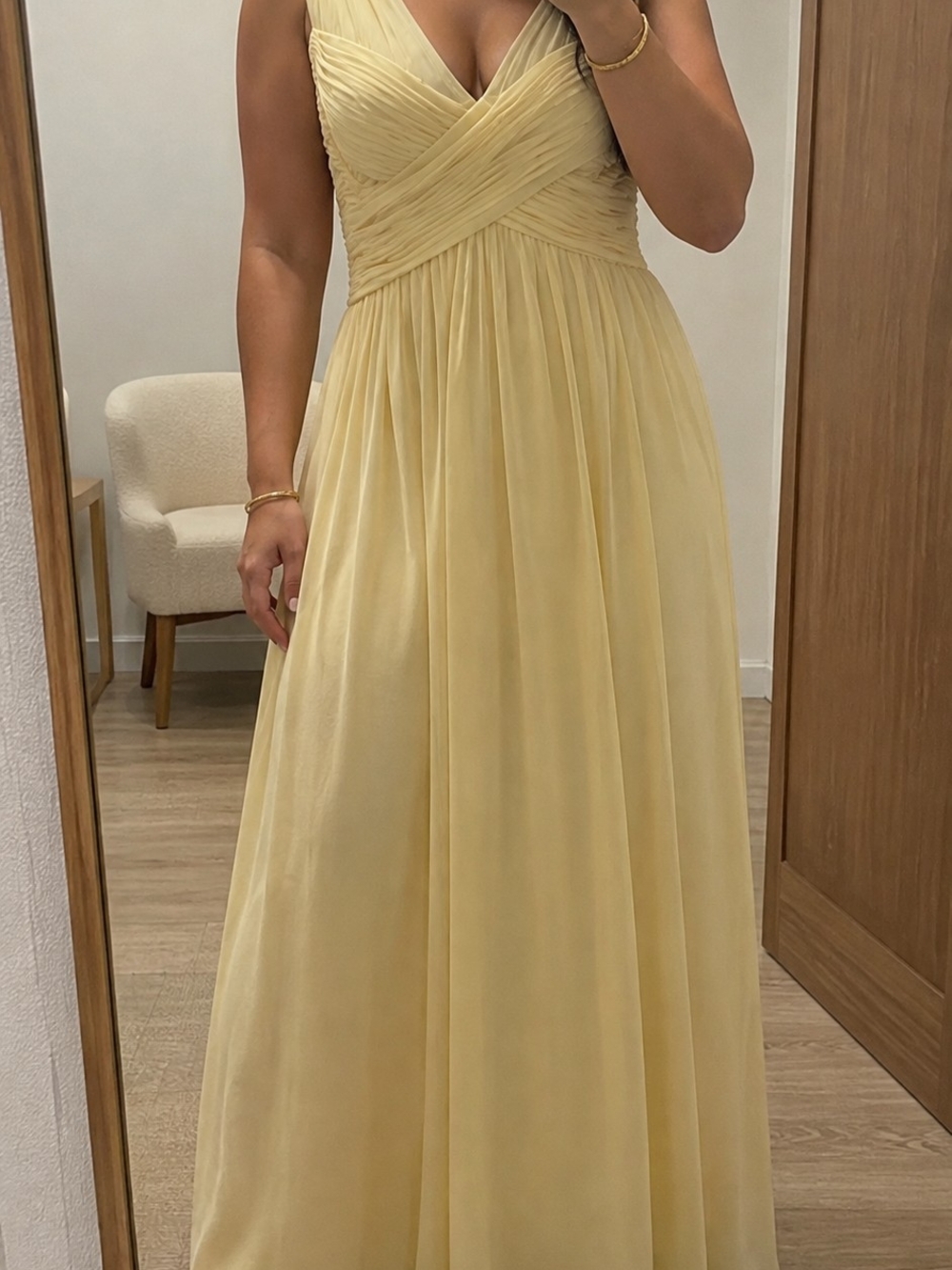 Lauren Ralph Lauren Pale Yellow V-Neck Maxi Dress Plus Size 12